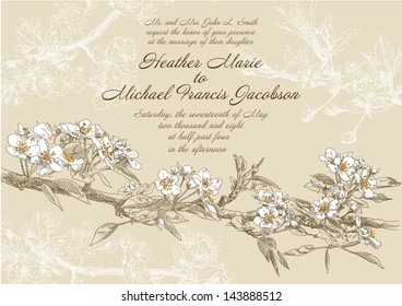 Hand drawing bridal card flower background