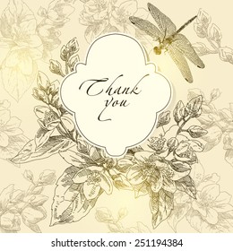 Hand drawing bridal card flower background