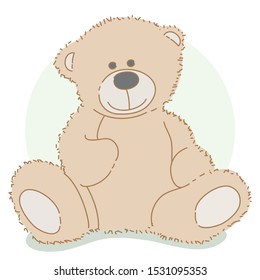 Hand drawing of a brown teddy bear isolated with a vector style doodle design illustration