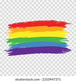 Hand drawing brush flag or rainbow colors in Pride Month at June ,isolated on a transparent background , illustration Vector EPS 10