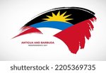 Hand drawing brush stroke flag of Antigua and Barbuda with painting effect vector illustration