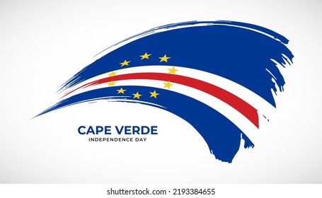 Hand drawing brush stroke flag of Cape Verde with painting effect vector illustration