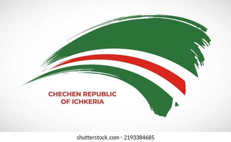 Hand drawing brush stroke flag of Chechen Republic of Ichkeria with painting effect vector illustration