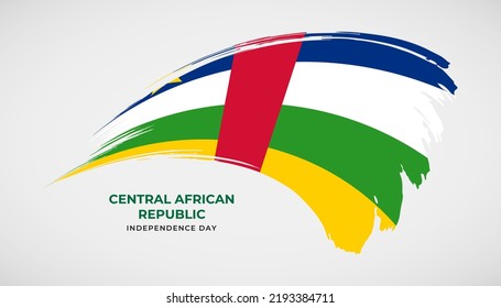 Hand drawing brush stroke flag of Central African Republic with painting effect vector illustration