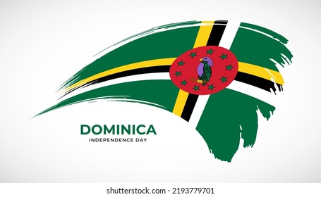 Hand drawing brush stroke flag of Dominica with painting effect vector illustration