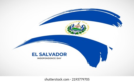 Bandera de trazo de pincel de dibujo manual de El Salvador con efecto de pintura ilustración vectorial