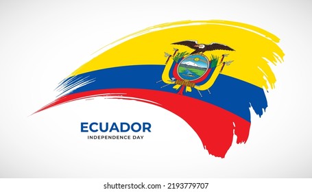 Hand drawing brush stroke flag of Ecuador with painting effect vector illustration