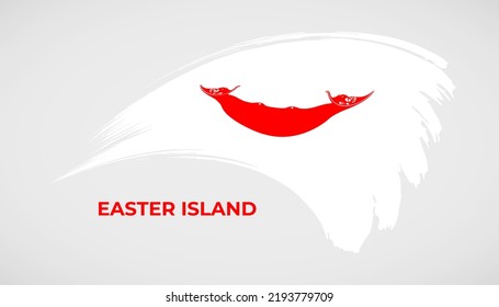 Dessin à la main drapeau de la course à la brosse de l'île de Pâques avec illustration vectorielle à l'effet de peinture