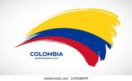 Hand drawing brush stroke flag of Colombia with painting effect vector illustration