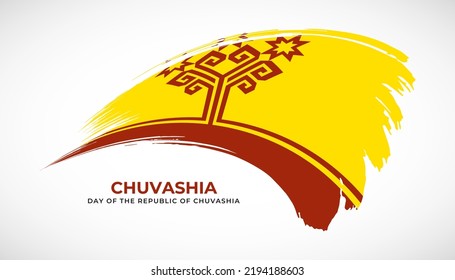 Hand drawing brush stroke flag of Chuvashia with painting effect vector illustration