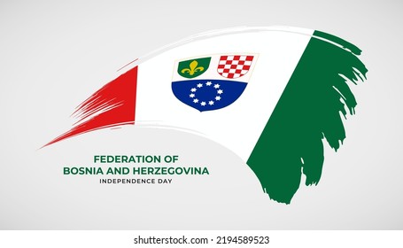 Hand drawing brush stroke flag of Federation of Bosnia and Herzegovina with painting effect vector illustration