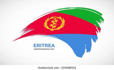 Hand drawing brush stroke flag of Eritrea with painting effect vector illustration