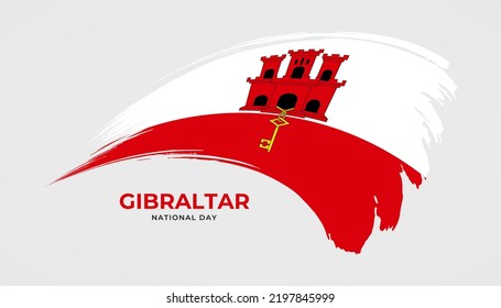 Hand drawing brush stroke flag of Gibraltar with painting effect vector illustration