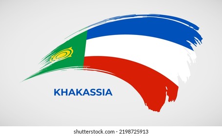 Hand drawing brush stroke flag of Khakassia with painting effect vector illustration