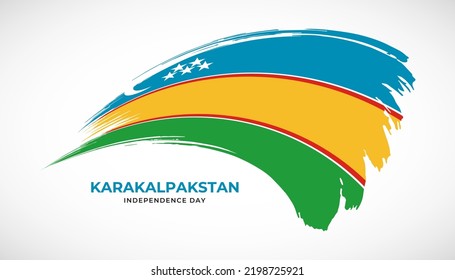 Hand drawing brush stroke flag of Karakalpakstan with painting effect vector illustration
