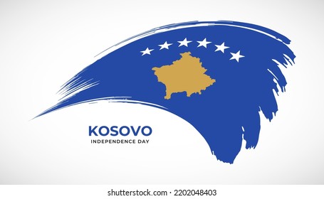Hand-Zeichnen-Pinselstrich-Flagge des Kosovo mit Malwirkung, Vektorgrafik