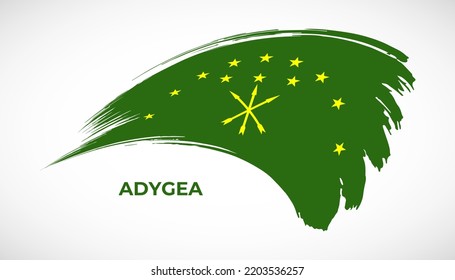 Bandera de trazo de pincel de dibujo manual de Adygea con efecto de pintura ilustración vectorial