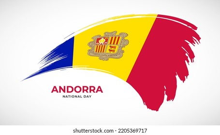 Bandera de trazo de pincel de dibujo manual de Andorra con efecto de pintura ilustración vectorial