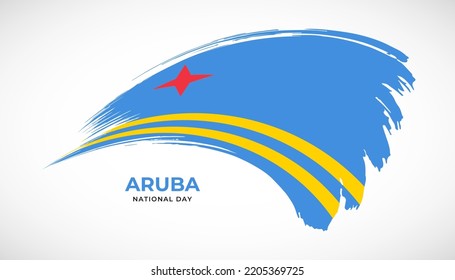 Hand drawing brush stroke flag of Aruba with painting effect vector illustration