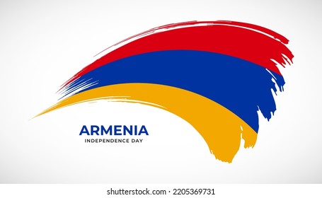 Bandera de trazo de pincel de dibujo manual de Armenia con efecto de pintura ilustración vectorial