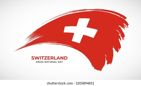 Hand drawing brush stroke flag of Switzerland with painting effect vector illustration