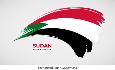 Hand drawing brush stroke flag of Sudan with painting effect vector illustration