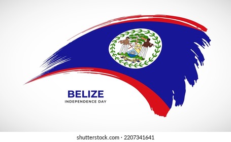 Hand drawing brush stroke flag of Belize with painting effect vector illustration