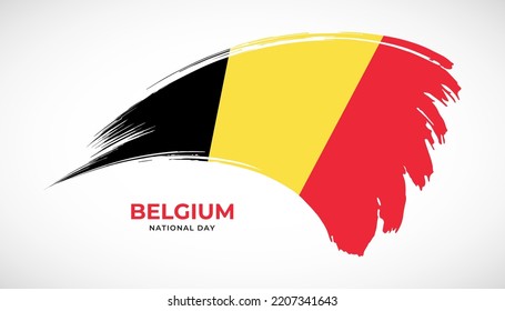 Hand drawing brush stroke flag of Belgium with painting effect vector illustration