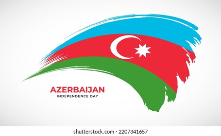 Hand drawing brush stroke flag of Azerbaijan with painting effect vector illustration