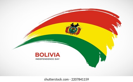Bandera de trazo de pincel de dibujo manual de Bolivia con efecto de pintura ilustración vectorial