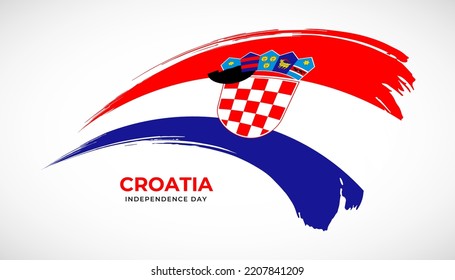 Hand drawing brush stroke flag of Croatia with painting effect vector illustration