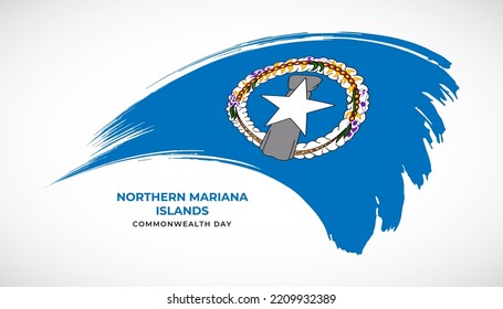 Hand drawing brush stroke flag of Northern Mariana Islands with painting effect vector illustration