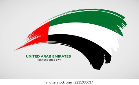 Hand drawing brush stroke flag of United Arab Emirates with painting effect vector illustration