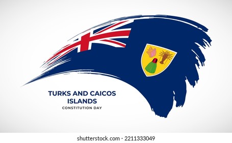 Handzeichner-Pinselstrich-Flagge der Turks- und Caicosinseln mit Maleffekt, Vektorgrafik