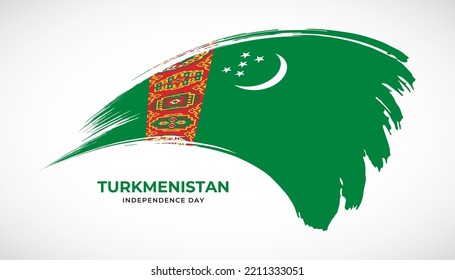 Hand drawing brush stroke flag of Turkmenistan with painting effect vector illustration