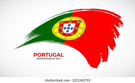 Hand drawing brush stroke flag of Portugal with painting effect vector illustration