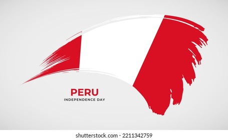 Hand-Zeichnen-Pinselstrich-Fahne von Peru mit Maleffekt, Vektorgrafik