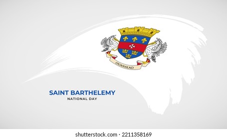 Hand drawing brush stroke flag of Saint Barthelemy with painting effect vector illustration