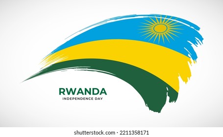 Hand drawing brush stroke flag of Rwanda with painting effect vector illustration