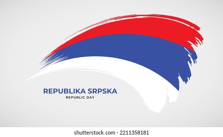Hand drawing brush stroke flag of Republika Srpska with painting effect vector illustration