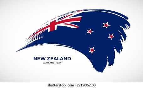 Hand drawing brush stroke flag of New Zealand with painting effect vector illustration