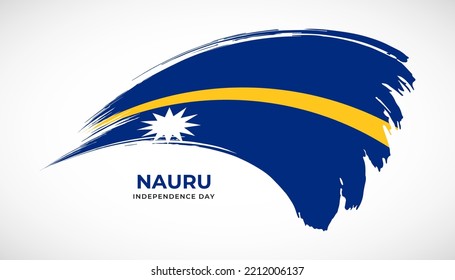 Hand drawing brush stroke flag of Nauru with painting effect vector illustration