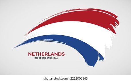 Hand-Zeichnen-Pinselstrich-Flagge der Niederlande mit Malwirkung Vektorgrafik