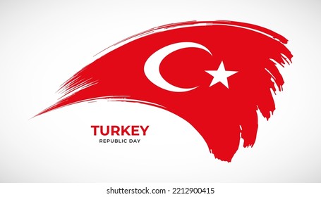Bandera de trazo de pincel de dibujo manual de Turquía con efecto de pintura ilustración vectorial