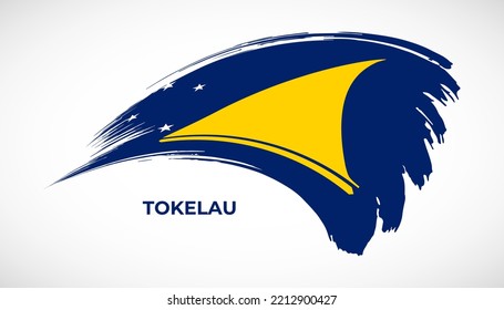 Hand drawing brush stroke flag of Tokelau with painting effect vector illustration