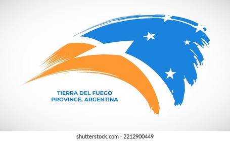 Hand drawing brush stroke flag of Tierra del Fuego Province, Argentina with painting effect vector illustration