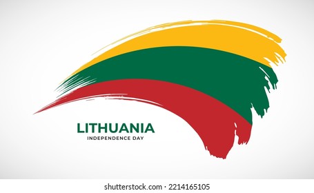 Hand drawing brush stroke flag of Lithuania with painting effect vector illustration