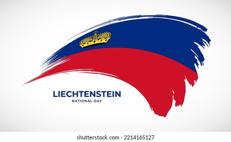 Hand drawing brush stroke flag of Liechtenstein with painting effect vector illustration