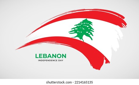 Hand drawing brush stroke flag of Lebanon with painting effect vector illustration