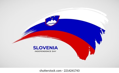Hand drawing brush stroke flag of Slovenia with painting effect vector illustration